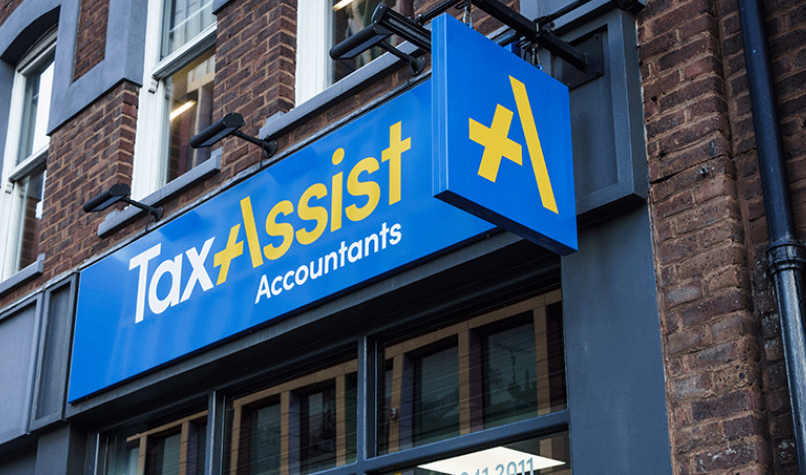 The TaxAssist Group frosted glass window